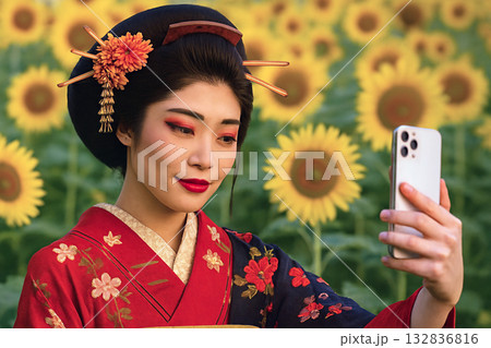 着物の女性　花魁のイメージ 132836816