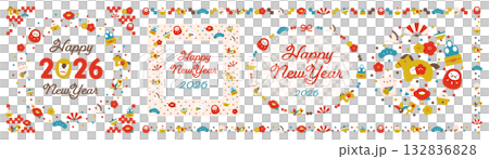 新年馬/馬圖案吉祥相框：相框及裝飾邊框設計材料 2026 132836828