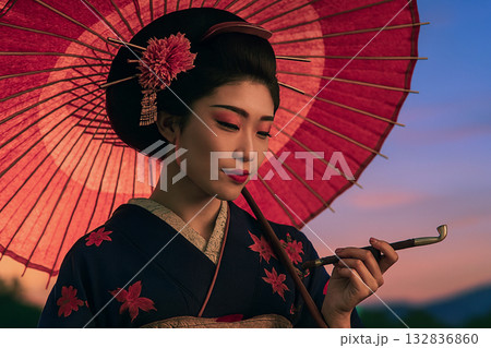 着物の女性　花魁のイメージ 132836860