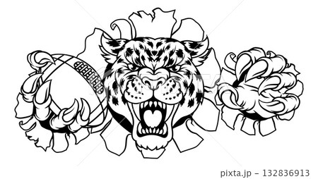 Jaguar Leopard Cheetah American Football Mascot 132836913