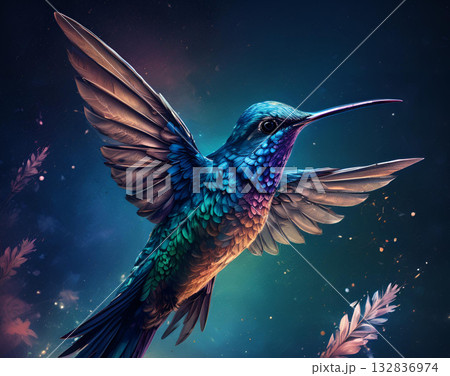飛び立つハチドリ 飛び立つハチドリ 132836974