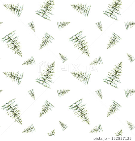 Spruce tree snow covered watercolor seamless pattern. Christmas fir snow covered. Hand drawn winter illustration on isolated white background. Clipart for New Year holiday fabric, Xmas wallpaper. Spruce tree snow covered watercolor seamless pattern. Christmas fir snow covered. Hand drawn winter illustration on isolated white background. Clipart for New Year holiday fabric, Xmas wallpaper. 132837123