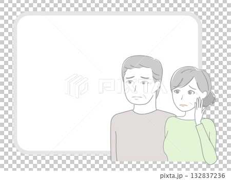 Worried senior couple and frame 132837236