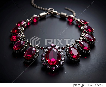 ルビーのような宝石のネックレス 132837247