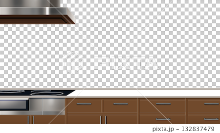 壁が透過された、現代的なキッチン 壁が透過された、現代的なキッチン 132837479