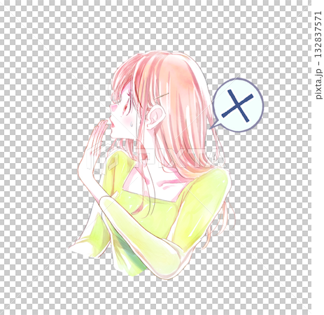 女人驚訝、懷疑、流汗、拒絕、交叉 132837571