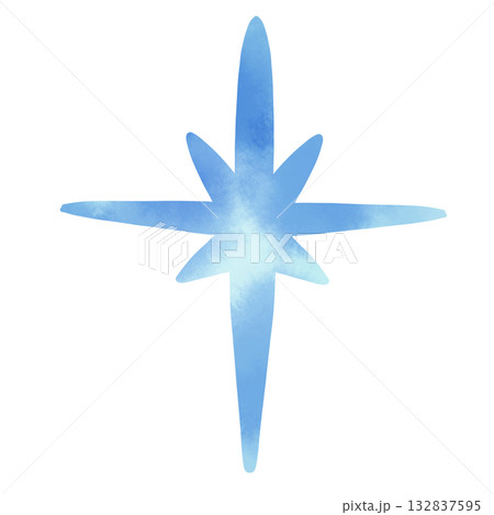 シンプルで可愛い 水彩風水色の星 イラスト シンプルで可愛い 水彩風水色の星 イラスト 132837595