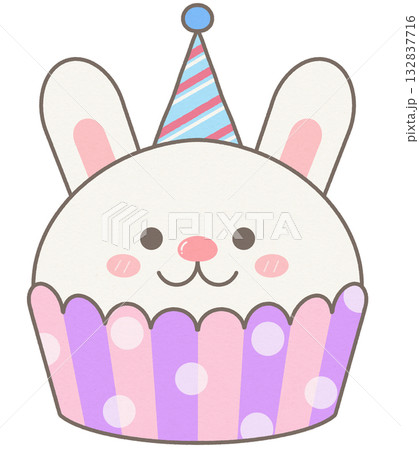 Cute Bunny Rabbit character fancy cupcake 132837716
