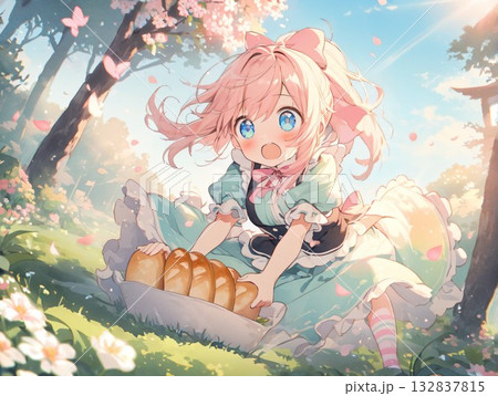 かわいい女の子のイラスト 132837815