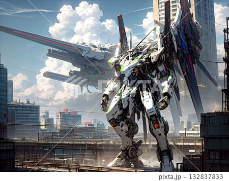 巨大なロボットのイラスト 132837833