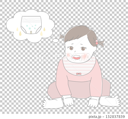 Baby thinking about diapers 132837839