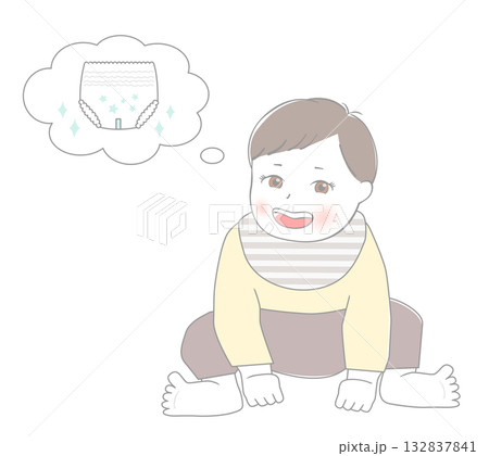 オムツについて考えている赤ちゃん 132837841