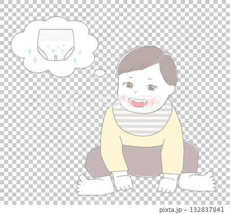 オムツについて考えている赤ちゃん 132837841