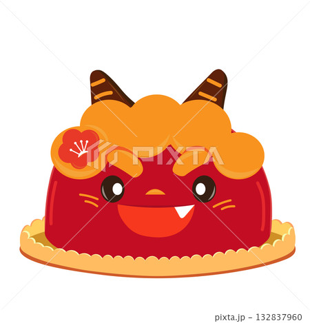 節分の赤鬼ケーキのベクターイラスト 節分の赤鬼ケーキのベクターイラスト 132837960