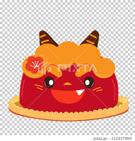 節分紅鬼蛋糕的向量圖 節分紅鬼蛋糕的向量圖 132837960