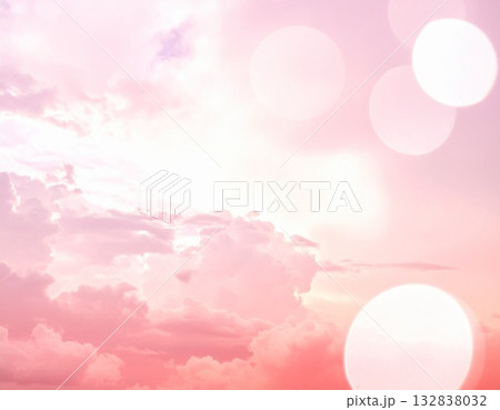 【AI生成画像】赤紫色の雲と白ボケの背景素材 132838032