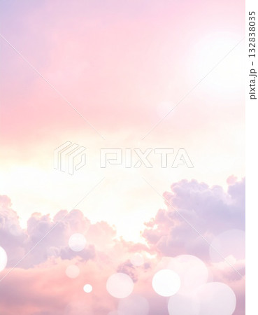 【AI生成画像】赤紫色の雲と白ボケの背景素材 132838035