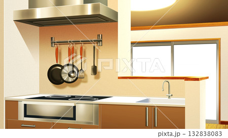 現代的なカウンターキッチン 132838083