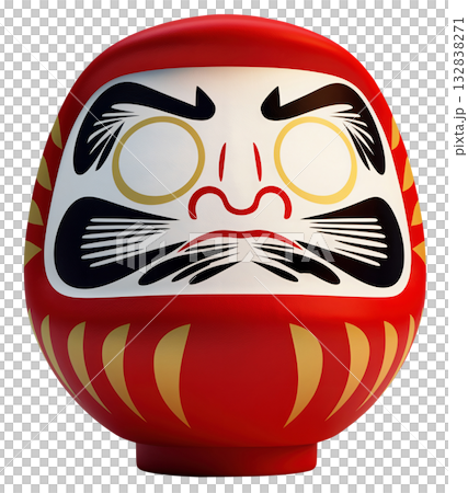 日本の伝統的な工芸品「だるま」キリヌキ背景透過 132838271