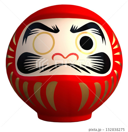 日本の伝統的な工芸品「だるま」キリヌキ背景透過 132838275