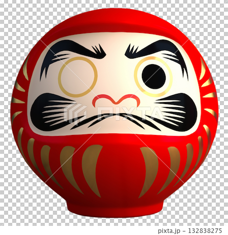 日本の伝統的な工芸品「だるま」キリヌキ背景透過 132838275