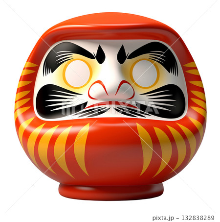 日本の伝統的な工芸品「だるま」キリヌキ背景透過 132838289