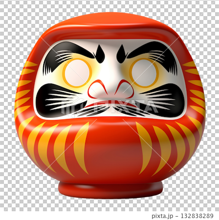 日本の伝統的な工芸品「だるま」キリヌキ背景透過 132838289