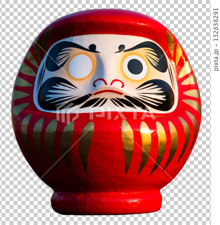 日本の伝統的な工芸品「だるま」キリヌキ背景透過 132838291