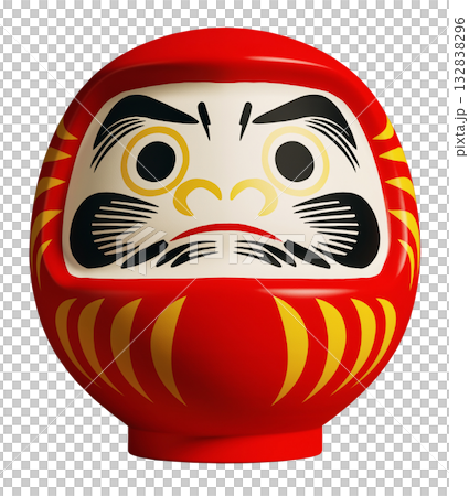 日本の伝統的な工芸品「だるま」キリヌキ背景透過 132838296
