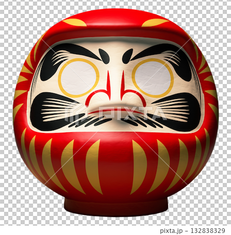 日本の伝統的な工芸品「だるま」キリヌキ背景透過 132838329