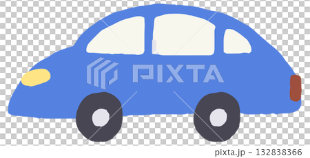 Hand-drawn illustration of a blue car 132838366