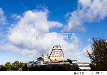 秋の爽やかな青空と世界文化遺産で国宝姫路城のある風景 秋の爽やかな青空と世界文化遺産で国宝姫路城のある風景 132838445
