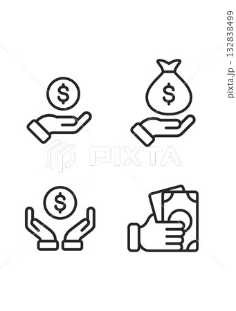 Money line icon set stock illustration 132838499