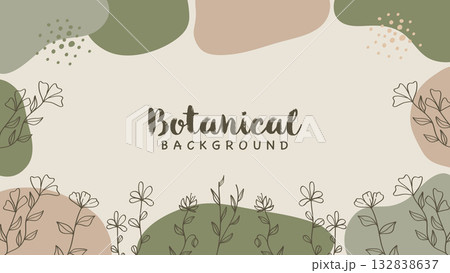 Abstract Flowers Line Art Banner Background Pastel Color Contemporary Boho Design.Vector Illustration Abstract Flowers Line Art Banner Background Pastel Color Contemporary Boho Design.Vector Illustration 132838637
