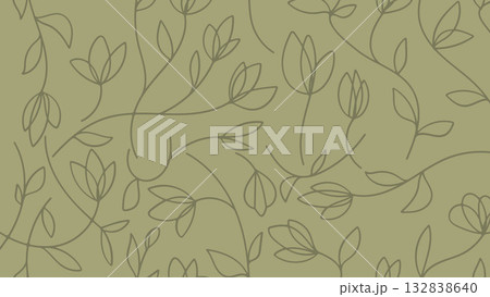 Nature Green Flowers Line Art Hand Drawn Background.Vector Illustration Nature Green Flowers Line Art Hand Drawn Background.Vector Illustration 132838640