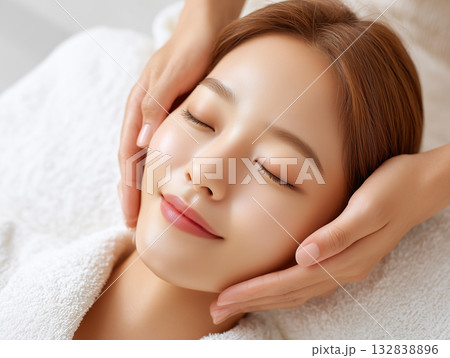 フェイシャルエステで癒される女性 リラックスと美肌の時間 132838896