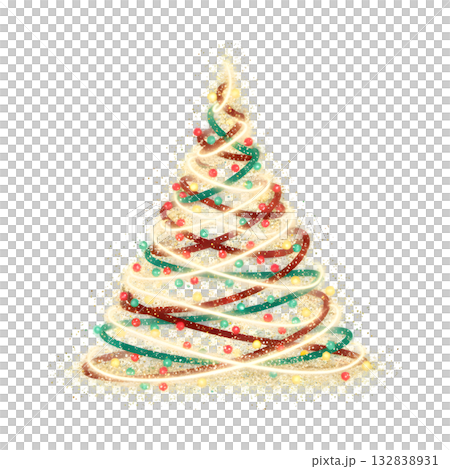 Shiny Christmas tree with glowing particles and stars. illustration design. 132838931