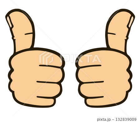 親指を立てている手のイラスト素材。サムズアップ。 親指を立てている手のイラスト素材。サムズアップ。 132839009