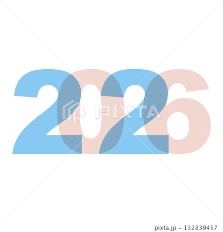 Modern 2026 new year typography with layered red blue transparent digits Modern 2026 new year typography with layered red blue transparent digits 132839457