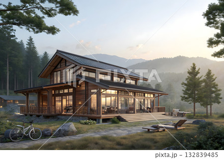 高原リゾート風の建物 132839485