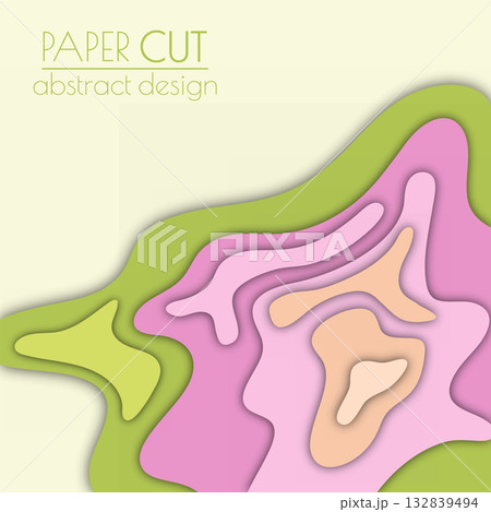 3d layout of the cover, banner, leaflet in the style of cut paper. Abstract smooth shapes create the effect of multi-layered elevation. Abstract background for creative design and creative idea 132839494