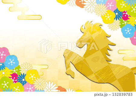 和紙和柄年賀状素材イラスト 和紙和柄年賀状素材イラスト 132839783
