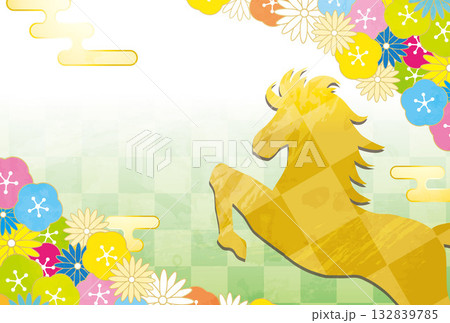 和紙和柄年賀状素材イラスト 132839785
