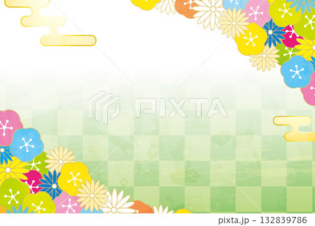 和紙和柄年賀状素材イラスト 和紙和柄年賀状素材イラスト 132839786