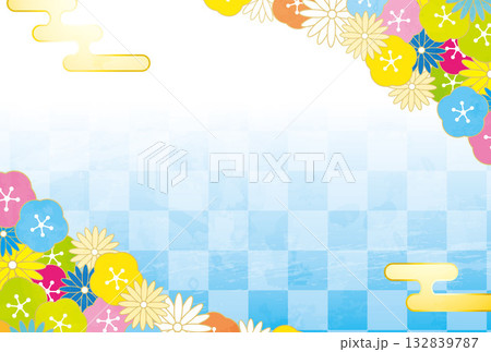 和紙和柄年賀状素材イラスト 和紙和柄年賀状素材イラスト 132839787