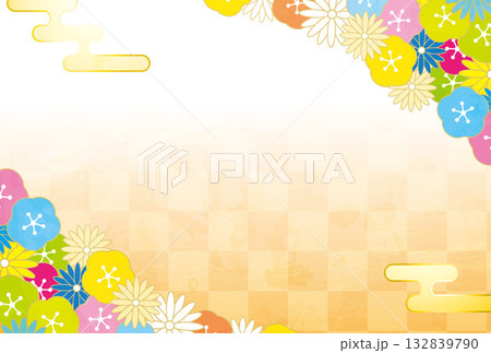 和紙和柄年賀状素材イラスト 132839790