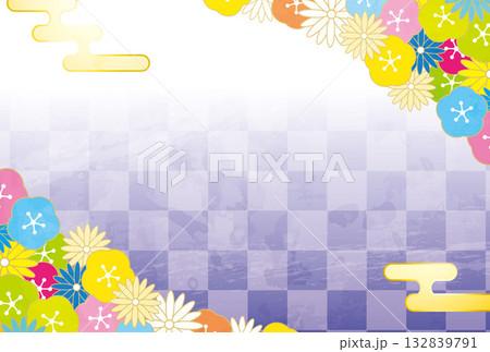 和紙和柄年賀状素材イラスト 和紙和柄年賀状素材イラスト 132839791