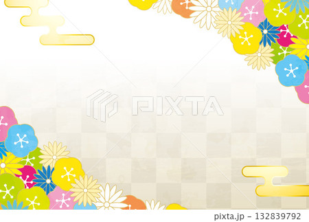 和紙和柄年賀状素材イラスト 和紙和柄年賀状素材イラスト 132839792
