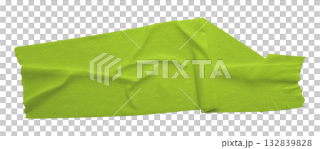 green crumpled torn tape isolated on transparent background. green crumpled torn tape isolated on transparent background. 132839828