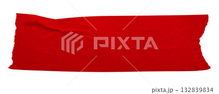 red crumpled torn tape isolated on transparent background. 132839834